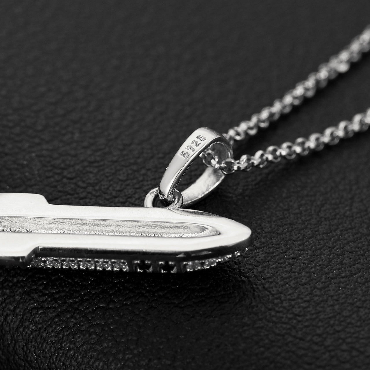 Genuine Diamond Solid 925 Flaming Missile Hip Hop Pendant Chain Necklace