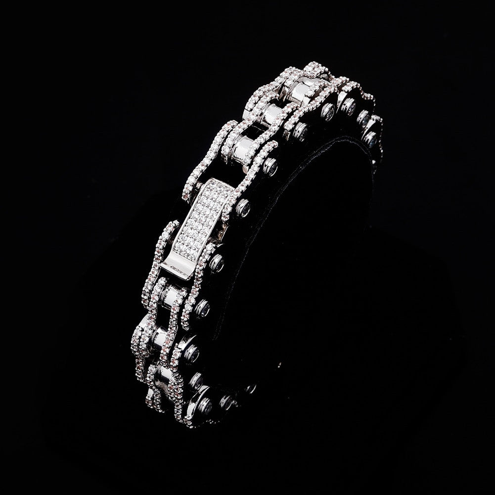 18mm 14k White Yellow Rose Gold Hip Hop Biker Boy Motorcycle Bike Chain Bracelet