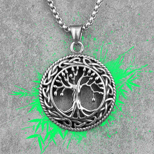 Unique Stainless Steel No Fade Tree Of Life Street Wear Pendant Chain Necklace