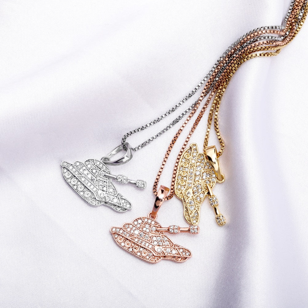 Ladies 14k Rose Gold 925 Solid Sterling Silver Hip Hop Tank Girl Pendant Necklace