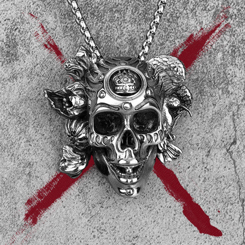 Mens Street Wear 316L Stainless Steel Biker Hip Hop Demon Clown Skull Pendant