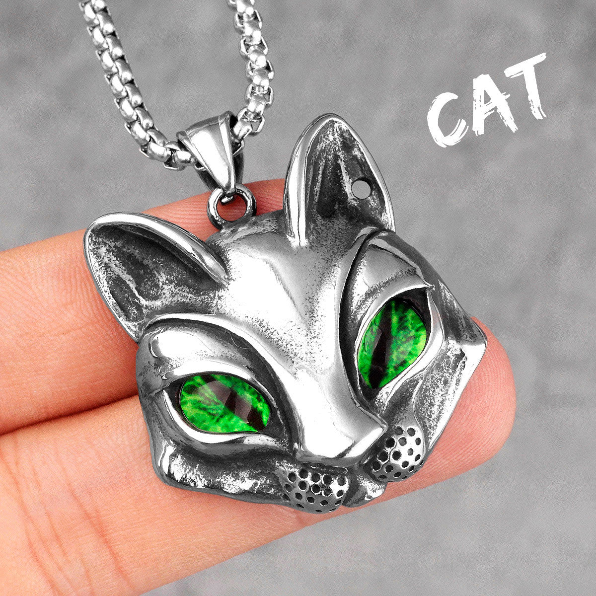 Cat's Eye | 316L  No Fade Stainless Steel Cat Lovers Eye Amulet Pendant Necklace
