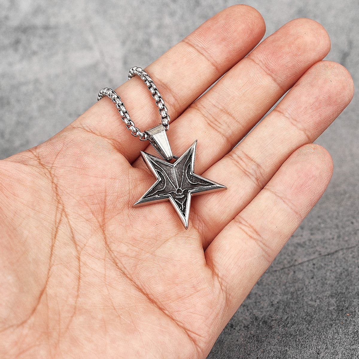 Pentagram |  316L No Fade Stainless Steel Depths Of Evil Pentagram Hip Hop Pendant