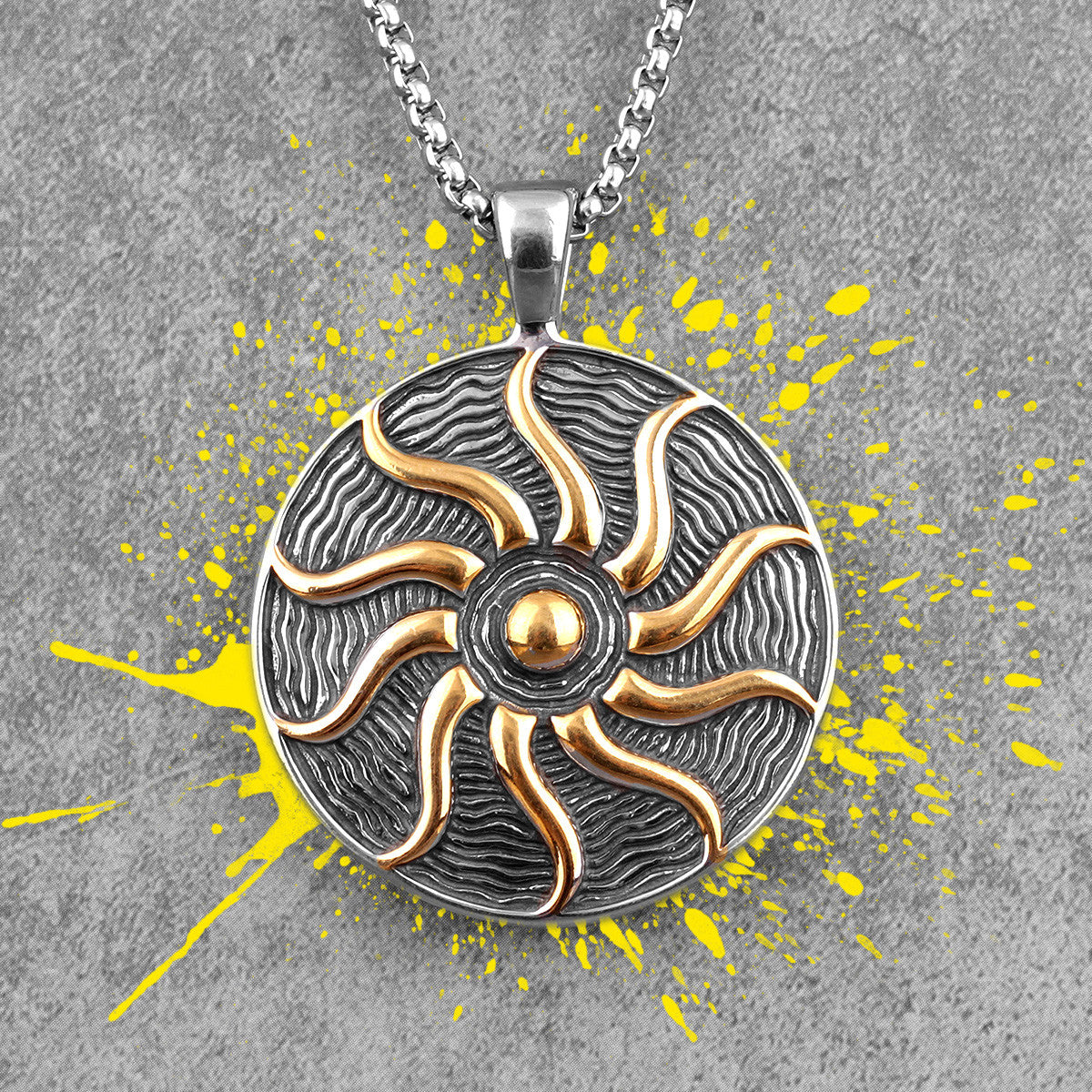 Mens Stainless Steel Apollo Talisman Sun God No Fade Street Wear Pendant