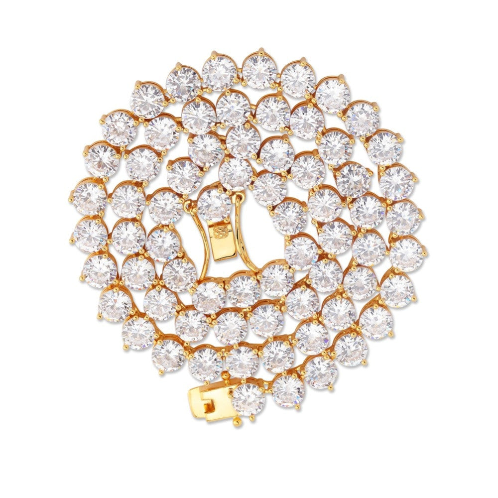 Flooded Ice AAA 3 Prong  4mm 6mm  18k Gold Silver Hip Hop Tennis Chain Necklace