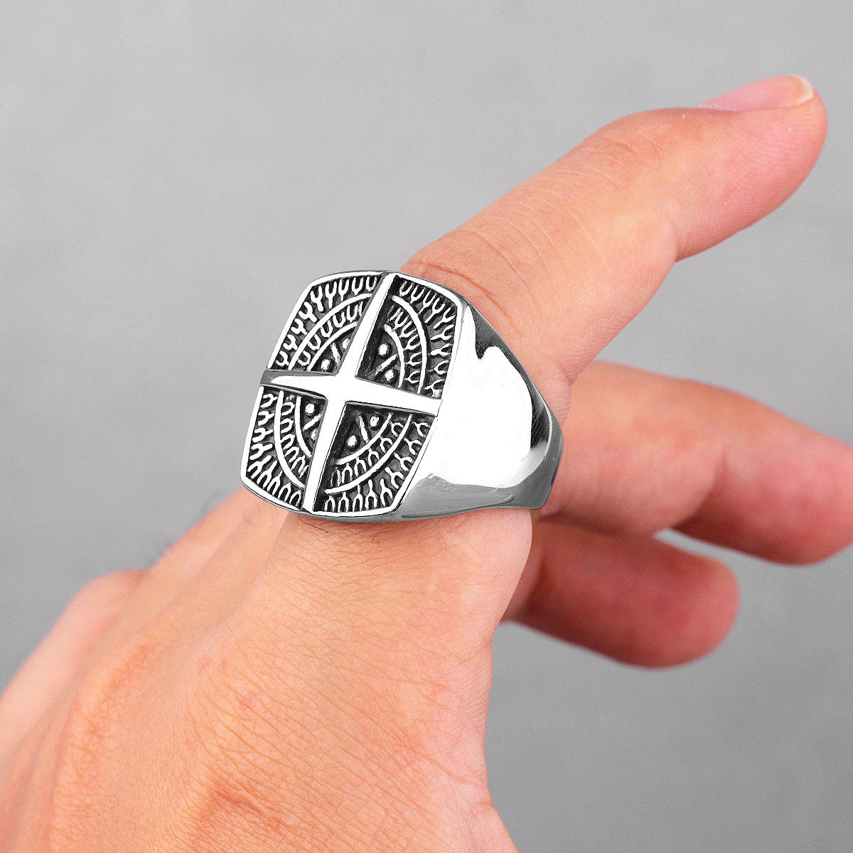 Ancient Compass | 14k Gold Over Stainless Steel Men's Street Wear Unique Ring