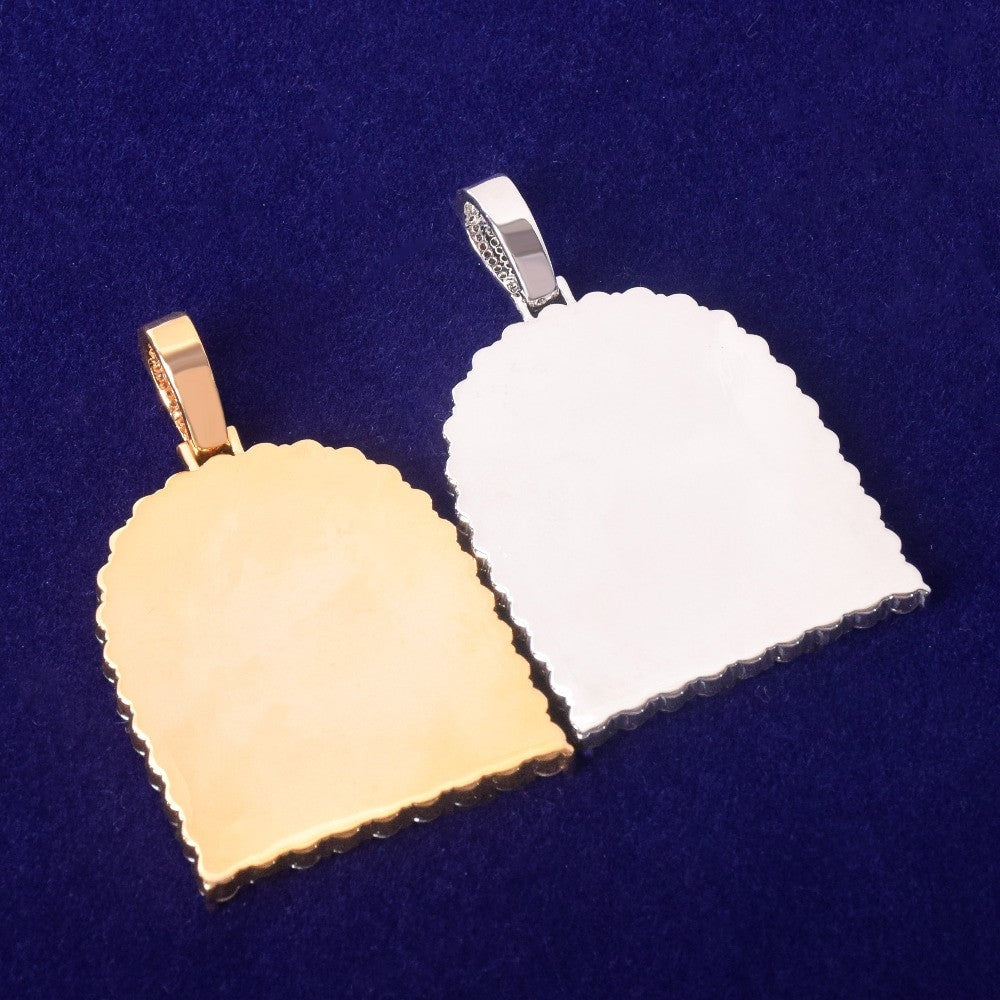 18k Gold .925 Silver Rose Gold Tombsone Till Death Photo Pendant