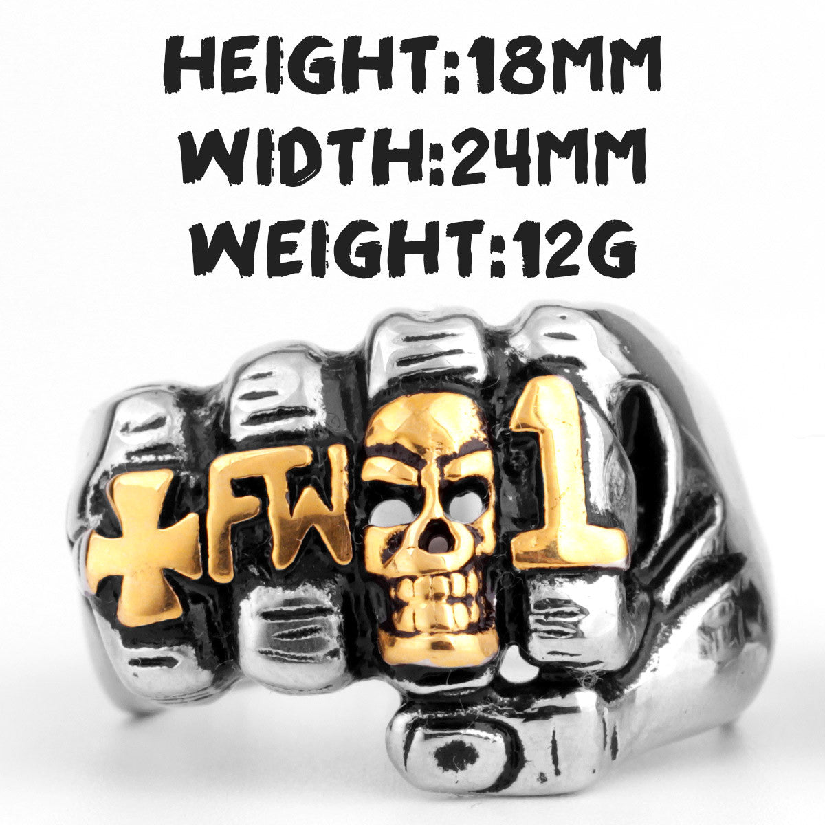 Slang Fist | 316L No Fade Stainless Steel FW Skull Fist Hip Hop Street Wear Rings