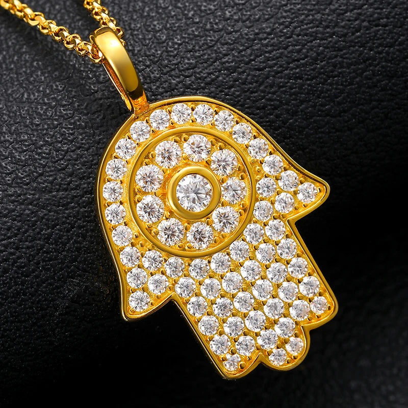 Spiritual Hamsa III | Genuine VVS Moissanite Diamond Hamsa Hand Solid Sterling Silver Hip Hop Chain