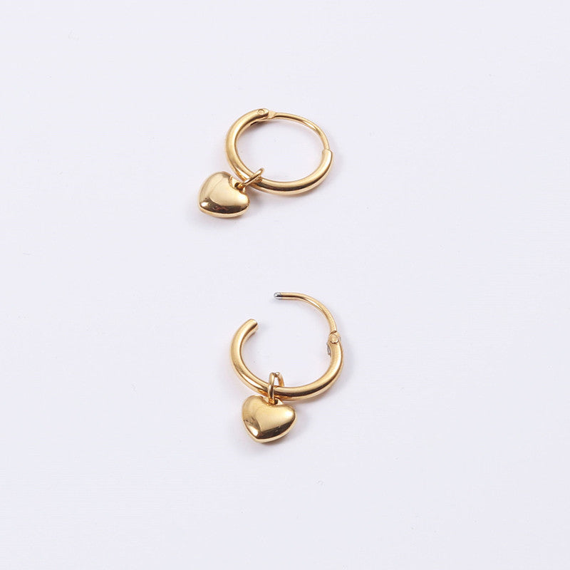 Heart Charm | 18k Gold over No Fade Stainless Steel Heart Huggie Earrings