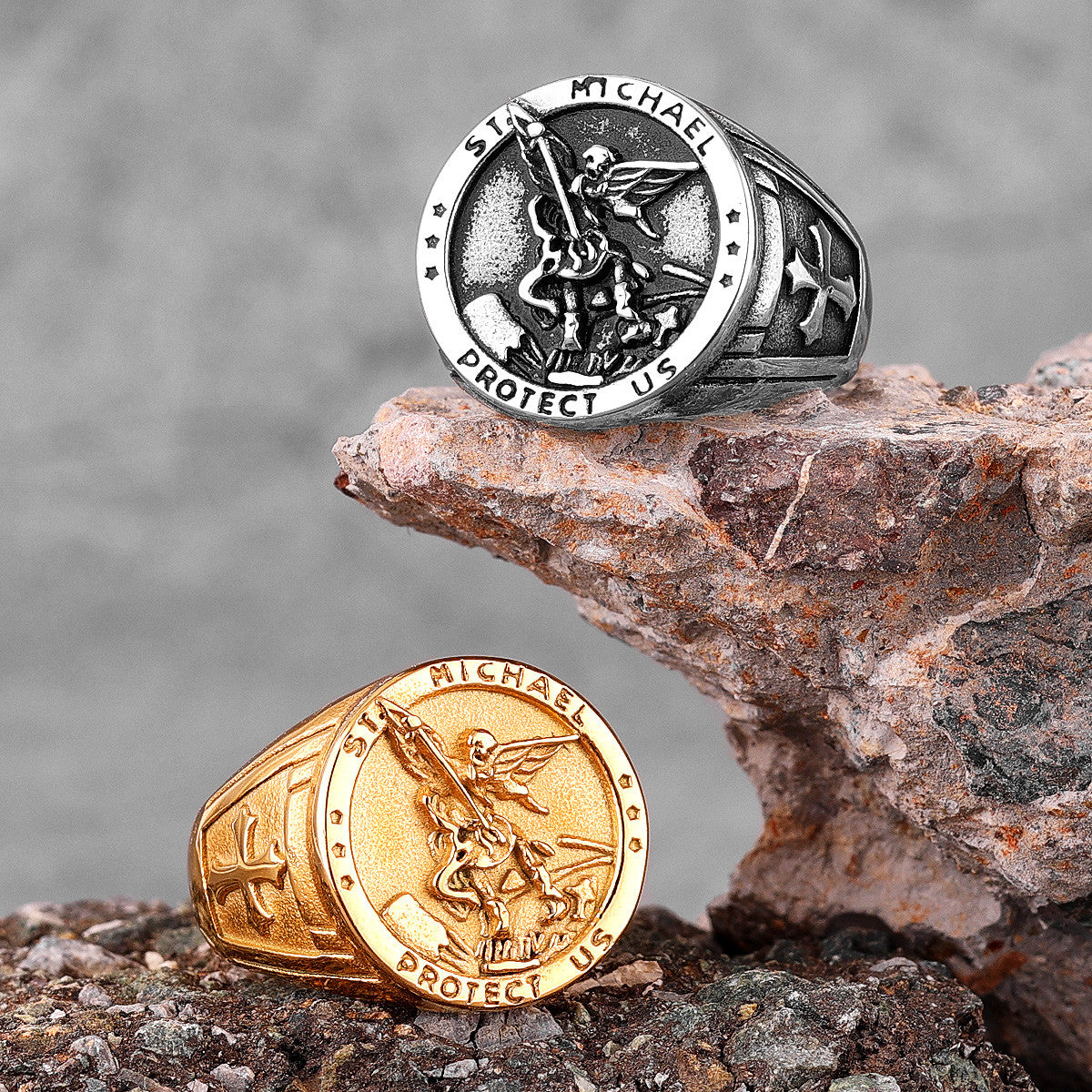 Archangel | 316L No Fade Stainless Steel Saint Michael Protect Us Rings