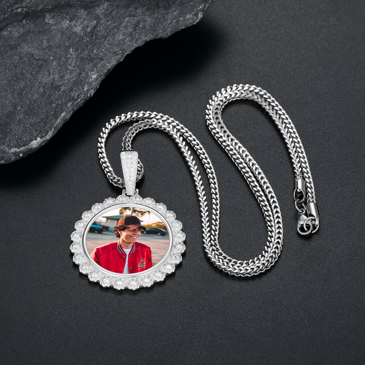 Priceless Moments | Sterling Silver Iced Blinged Out Custom Photo Memory Pendant