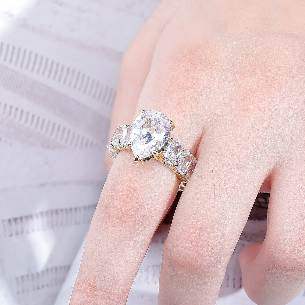 Ladies Tear Drop Street Wear Fashion Rose Gold 14k Silver Hip Hop Rings