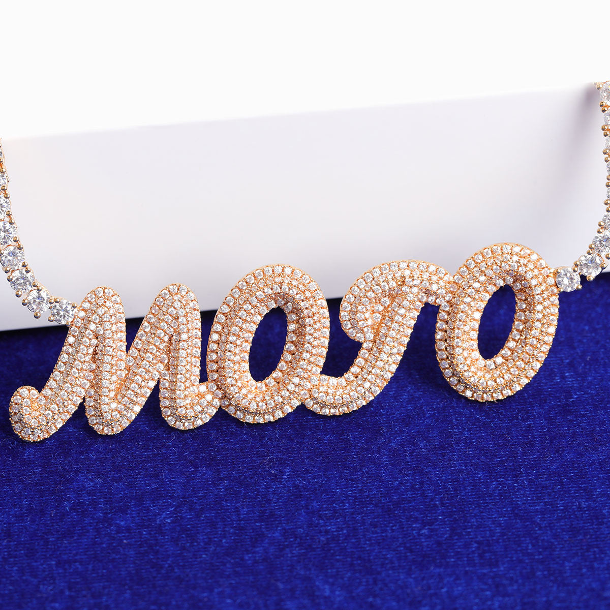 My Mojo | VVS Diamond CZ Two Layered Custom 4 Prong Set Nameplate Pendant