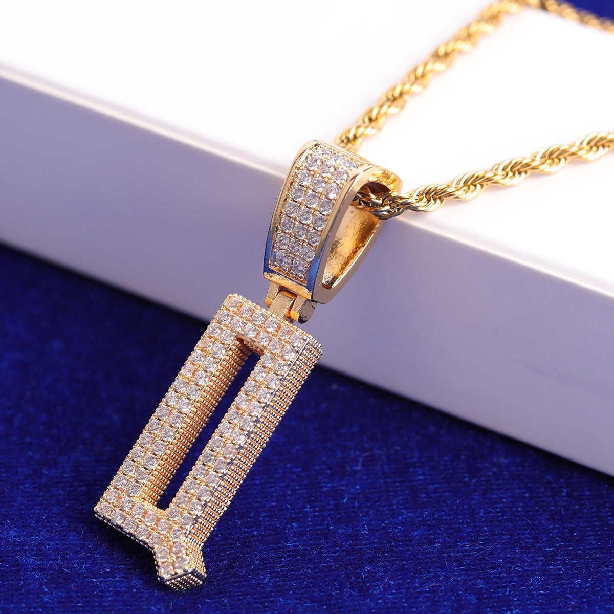 GQ-ICED | VVS Diamond CZ Flooded Ice Hip Hop Initial Pendant Chain Necklace