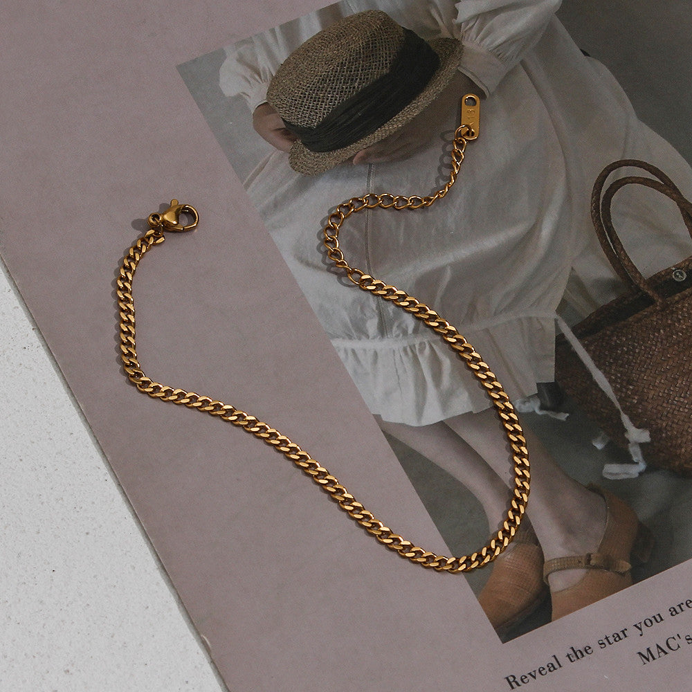 18k Gold No Fade Tarnish Free 2.5mm 6mm 8mm Cuban Link Ankle Anklet Bracelet