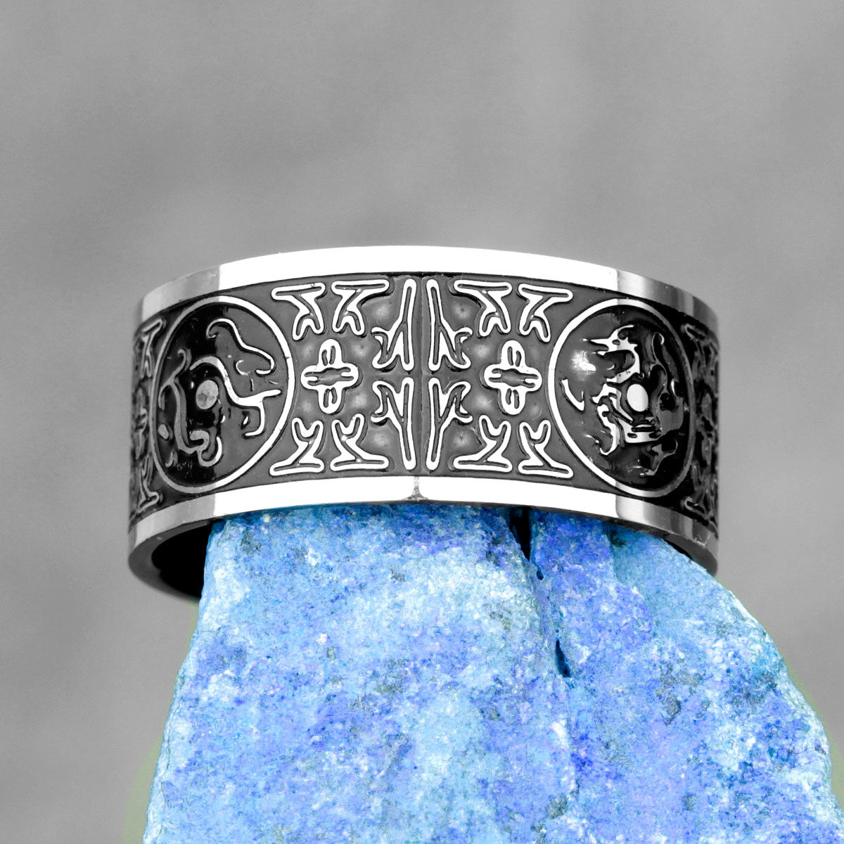 Mens 316L No Fade Stainless Steel Ancient Chinese Beast Street Wear Rings