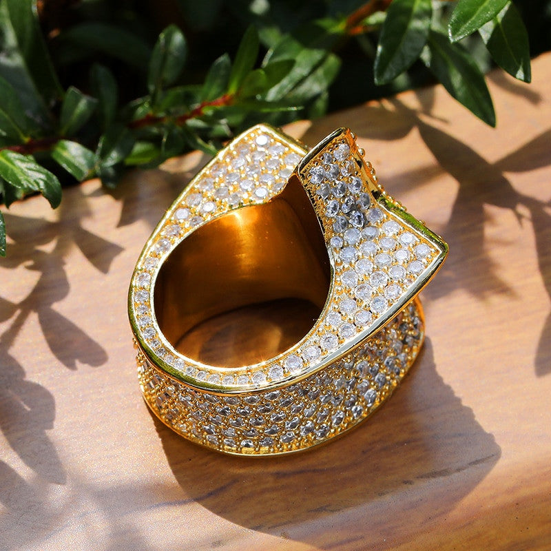 18k Gold .925 Silver AAA Simulated Diamond Crushed Ice Super Star Hip Hop Rings