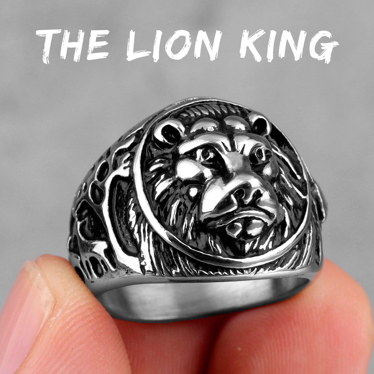 Mens King Of The Jungle 316L 14k Gold Silver No Fade Stainless Steel Street Wear Rings