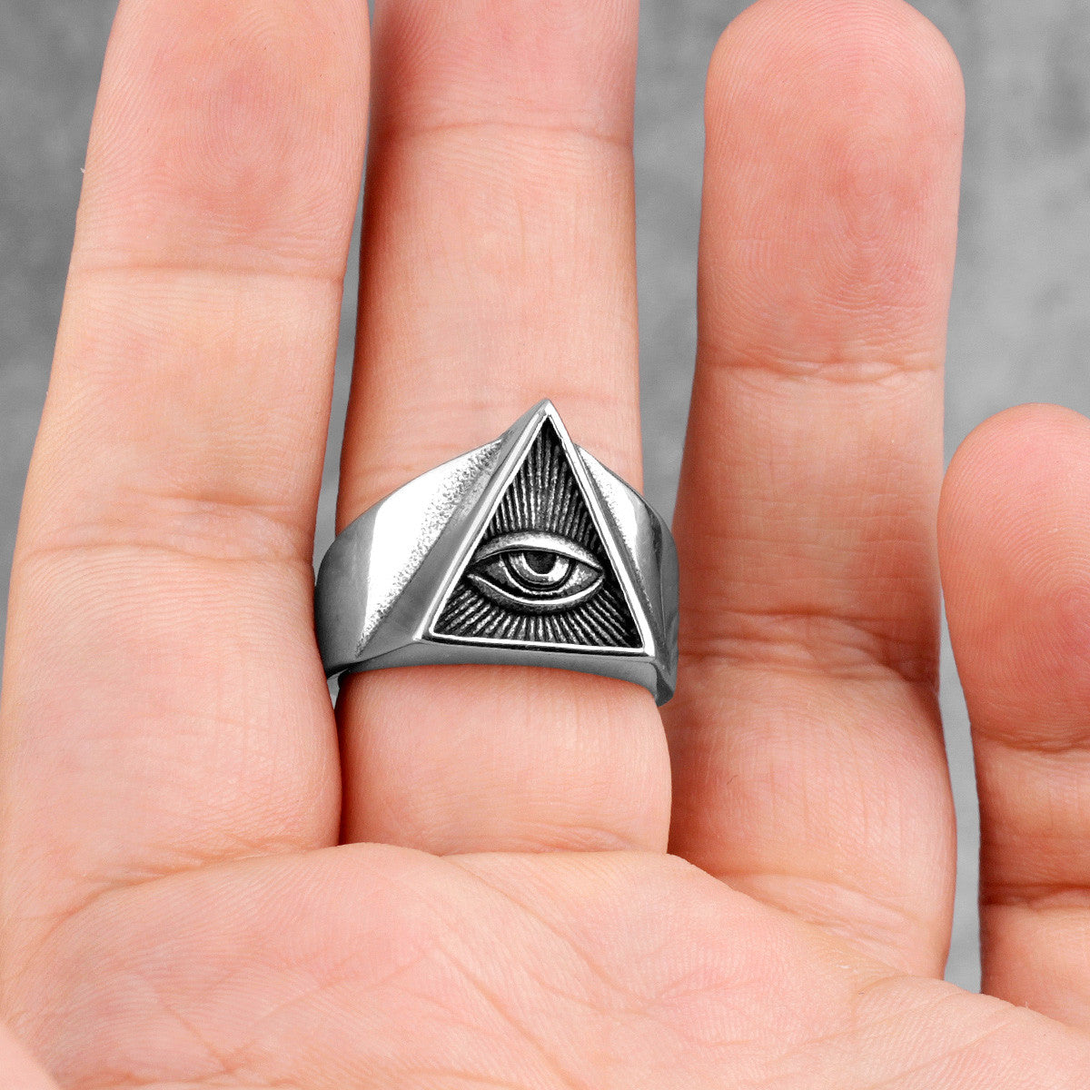 Freemason Illuminati | 316L No Fade Stainless Steel Triangle Masonic All Seeing Eye Rings