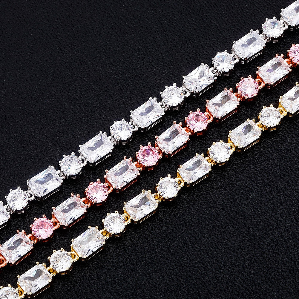 Ladies Bling 6mm Choker Style Round Princess Cut Handset Stone Chain Necklace