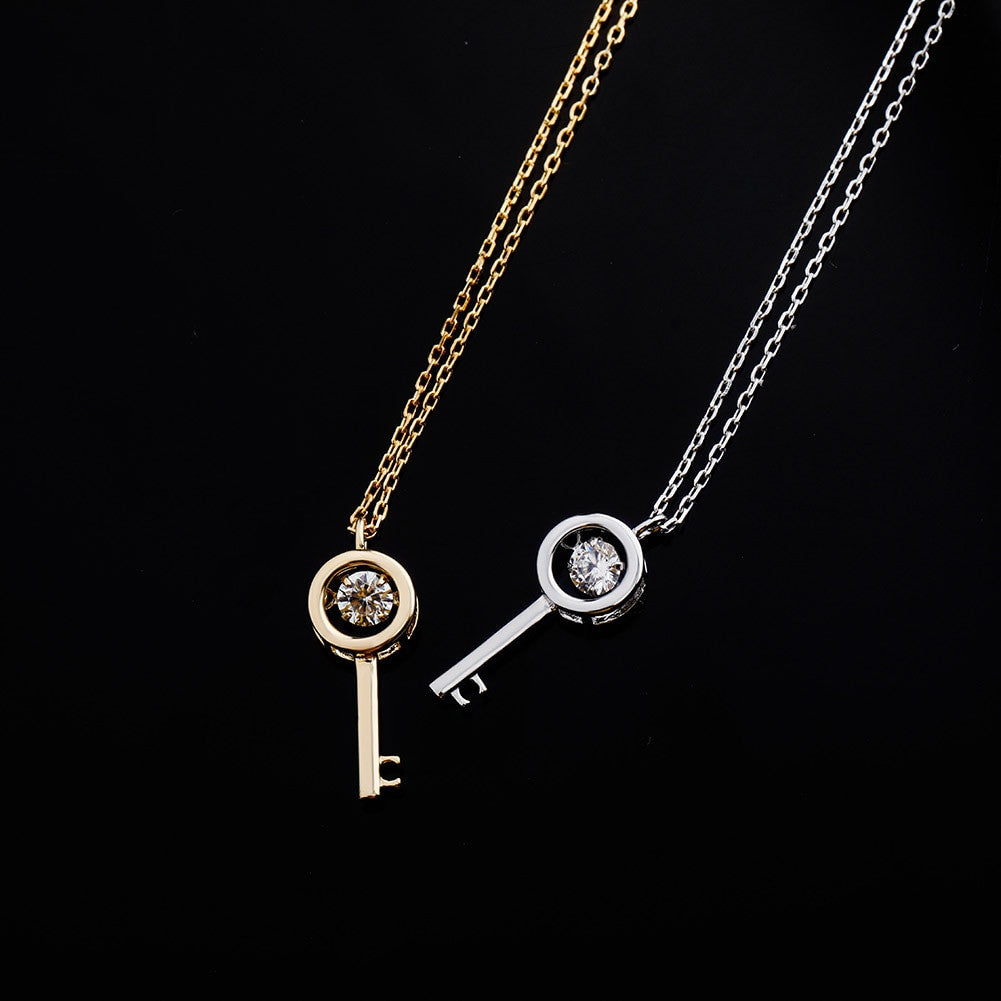 Ladies 14k Gold Over 100% 925 Sterling Silver Retro Skeleton Key Pendant Necklace