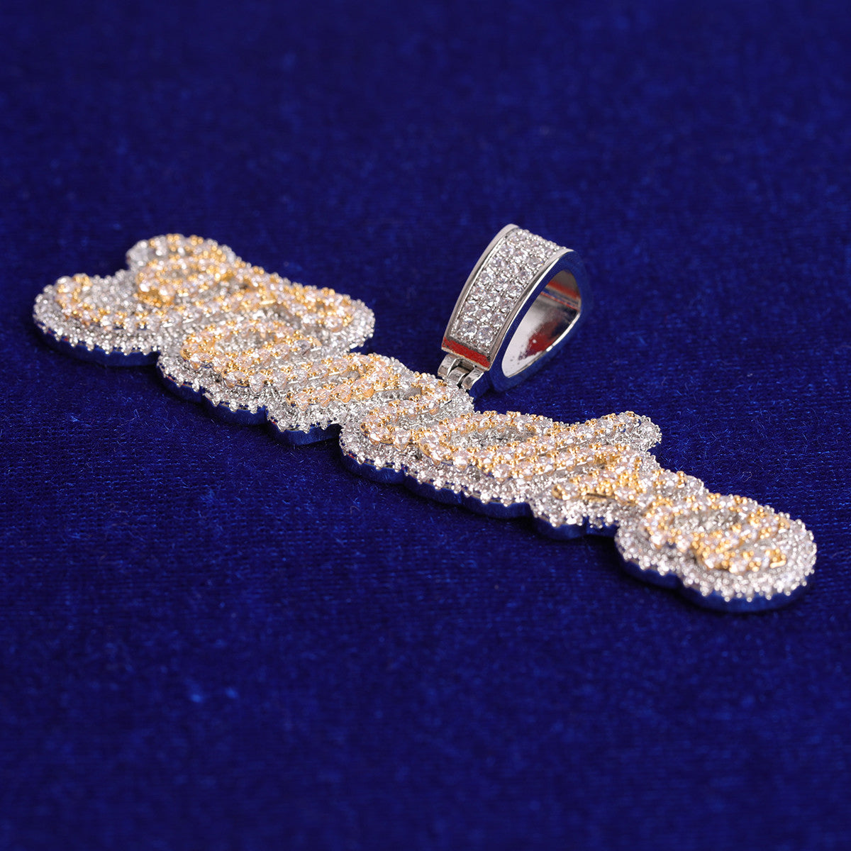 Cluster Drip | Iced Two Layer VVS Diamond CZ Blinged Out Nameplate Pendant