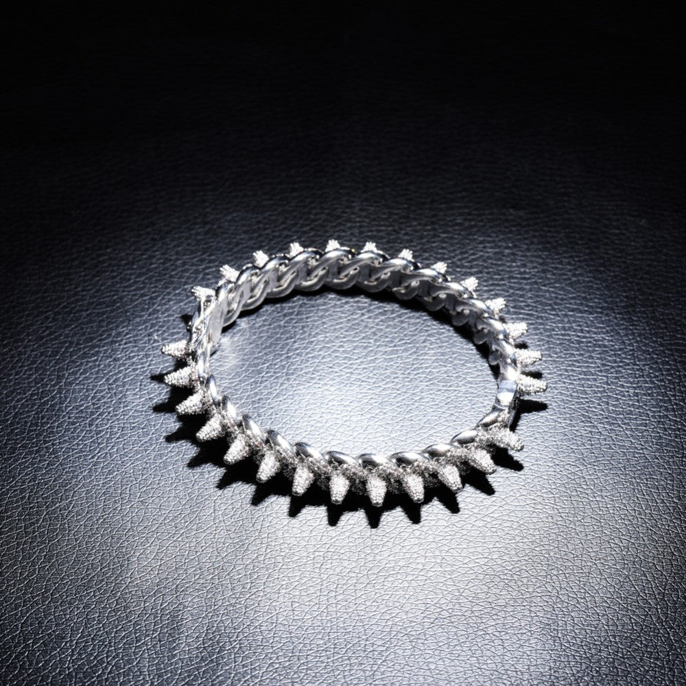 New Spikes Rivets Street Rock Luxury AAA Micro Pave Hip Hop Bracelets