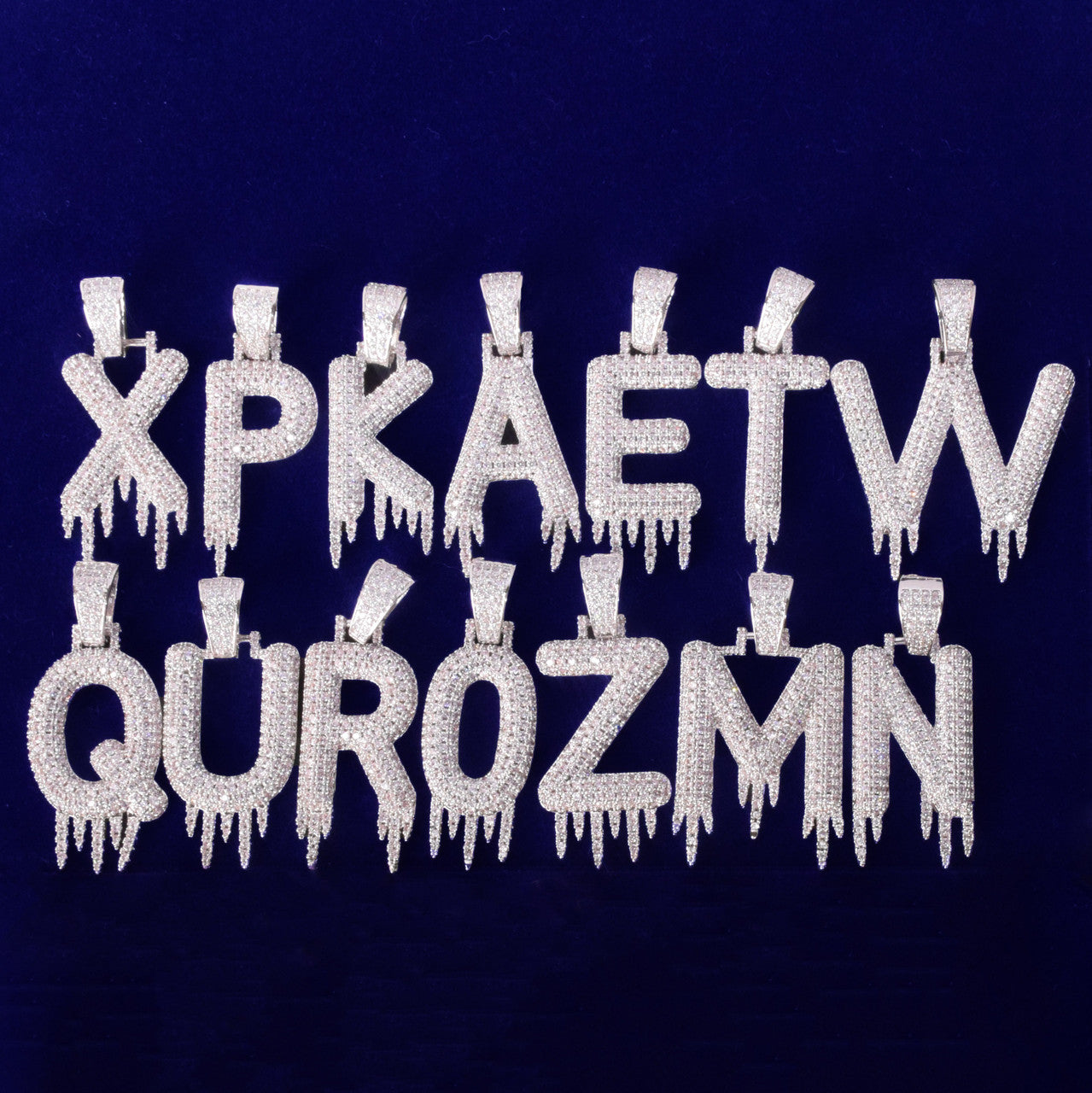 Ice Sickle | Iced VVS Diamond CZ Blinged Out Solid Back Prong Set Initial Pendants