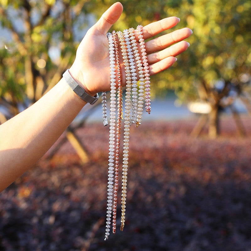 Flooded Ice Horse Eye 8mm AAA True Micro Pave Stone Bling Chain Necklace