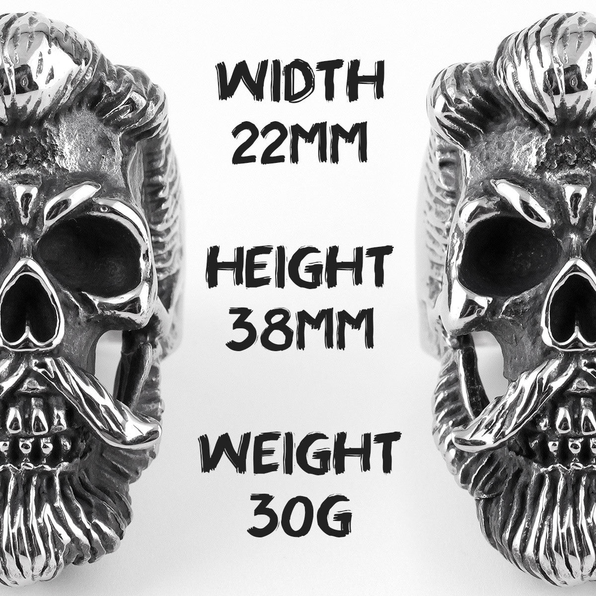 Gentleman Badass | 316L Stainless Steel Skull Head Hip Hop Street Wear Ring