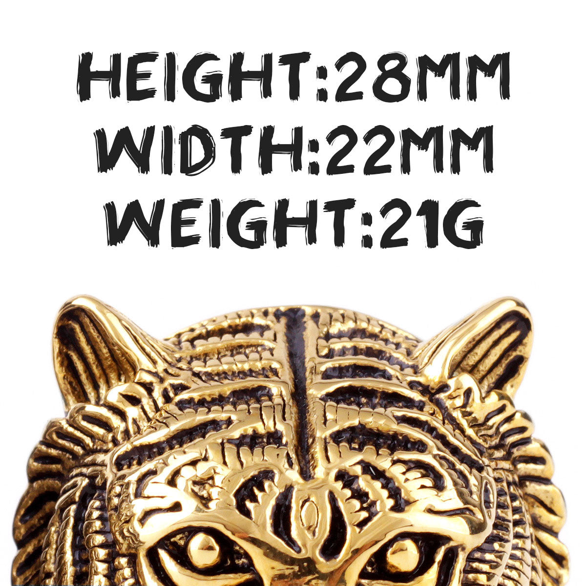 Mens Dominant Male Alpha Tiger No Fade 14k Gold Silver Stainless Steel Rings