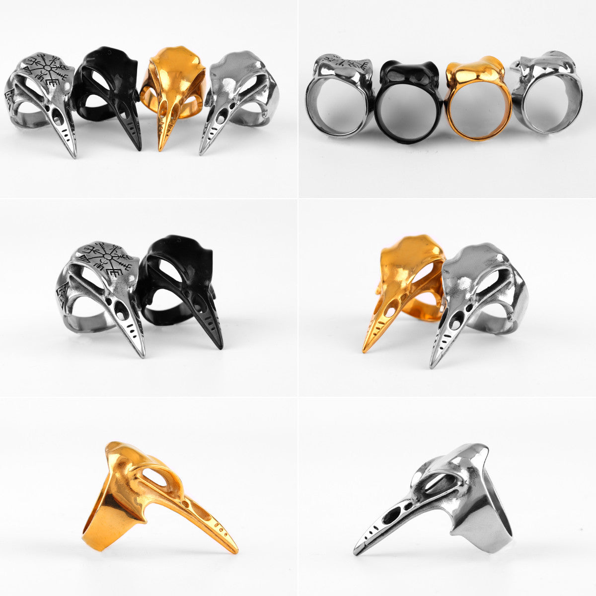 Crow Skull | No Fade Stainless Steel Gold Silver Black Street Wear Men's Designer Rings