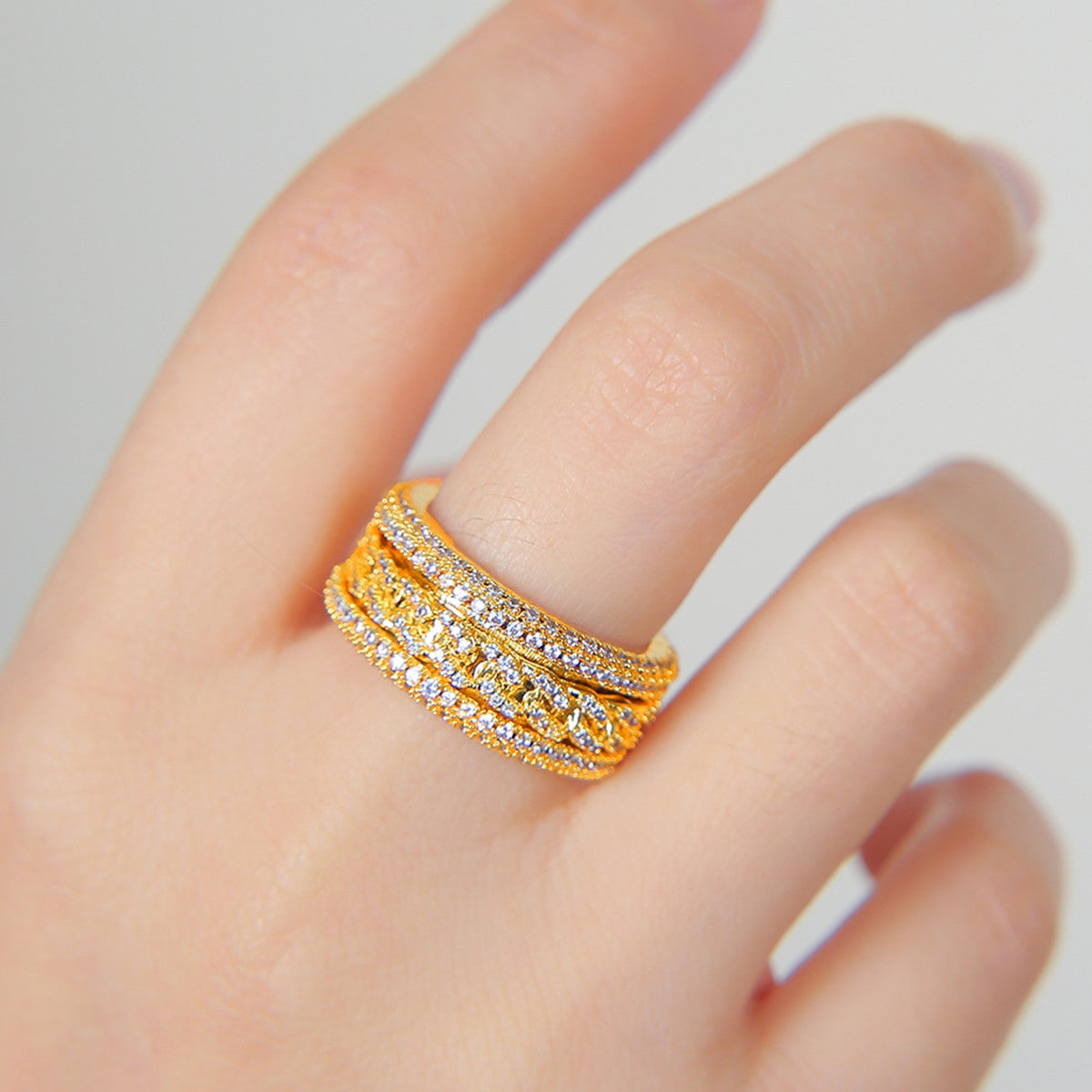 Mens Iced Rotating Thick Pharaoh Cut Micro Pave Blinged Out Hip Hop Rings