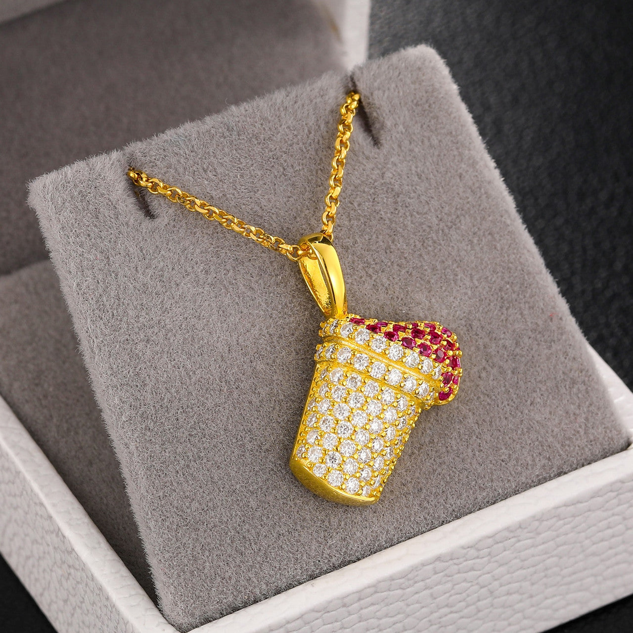 925 Solid Sterling Silver Genuine VVS Diamond Syrup Hip Hop Pendant Chain Necklace