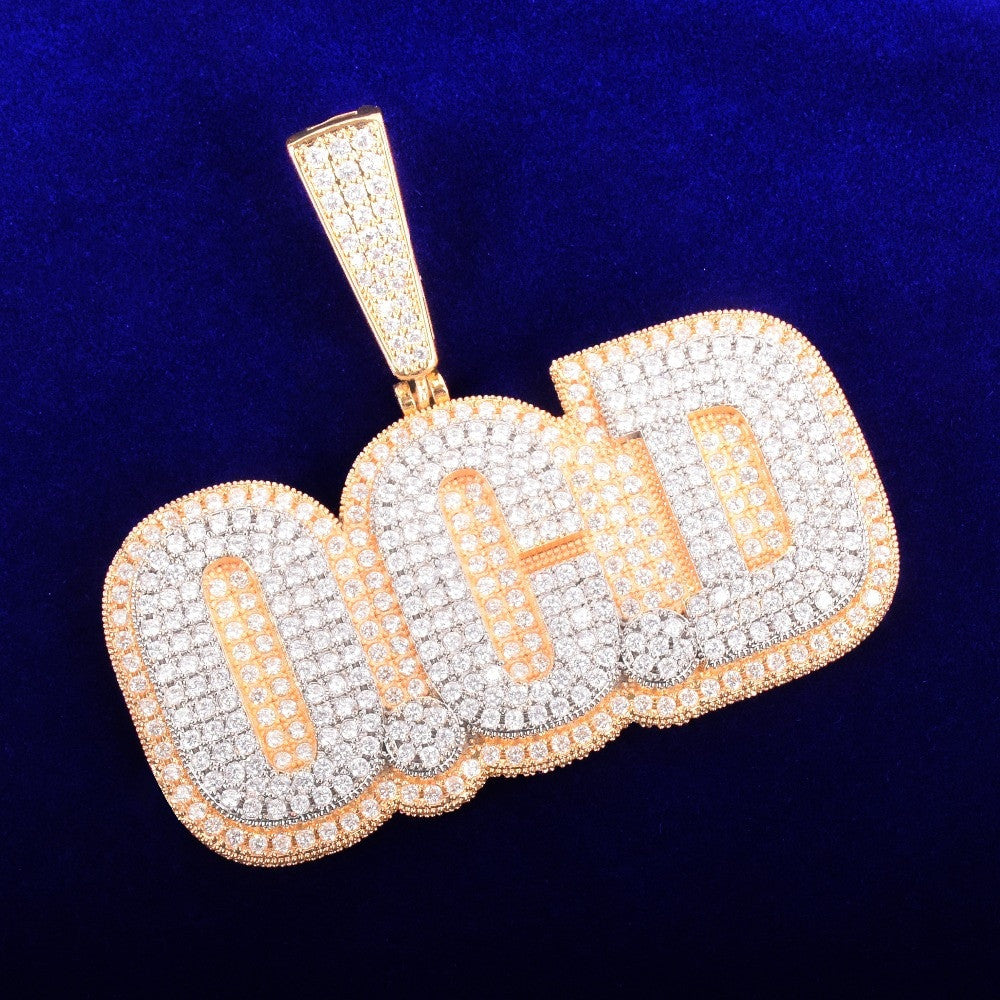Flooded Ice Bling Bling Custom 18k Gold 925 Silver Name Pendant