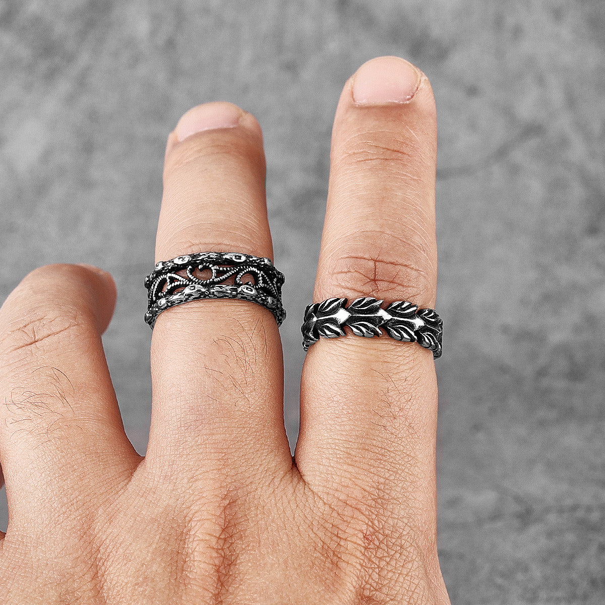 Lucky Olive Branch | No Fade Stainless Steel Vintage Designer Men's Casual Rings