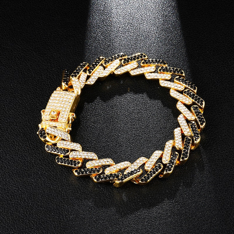 Hip Hop 15MM  Iced Full AAA Stone Designer Cuban Link Bracelet