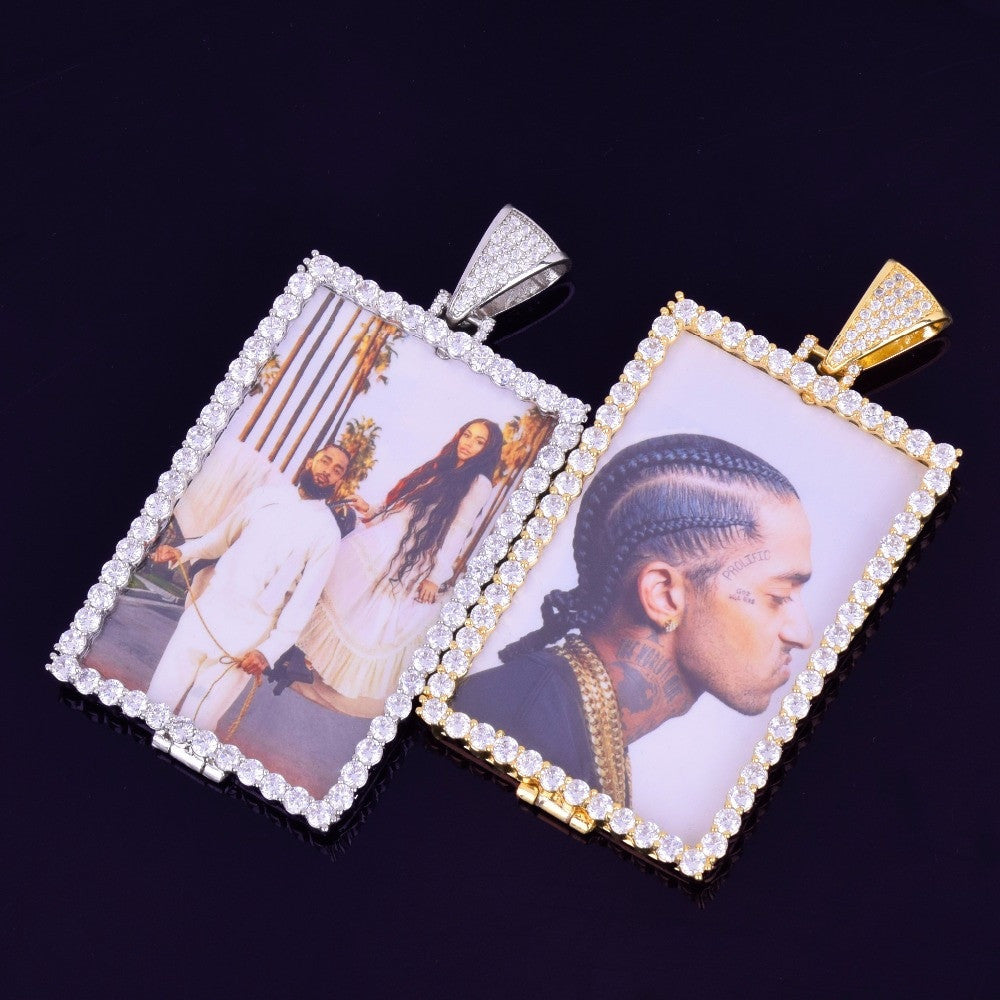 Moments In Time | 4 Prong Set Custom Square Picture Hip Hop Pendant