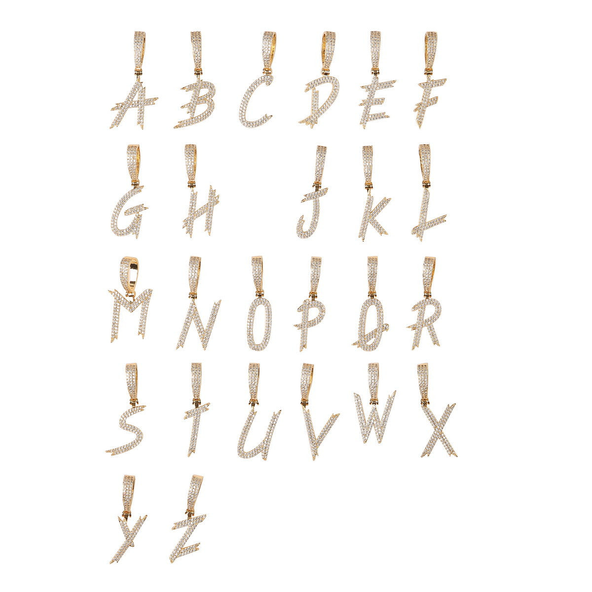 Solo Script | Single Scripted Letter Iced Blinged Out Box Link Chain Pendant