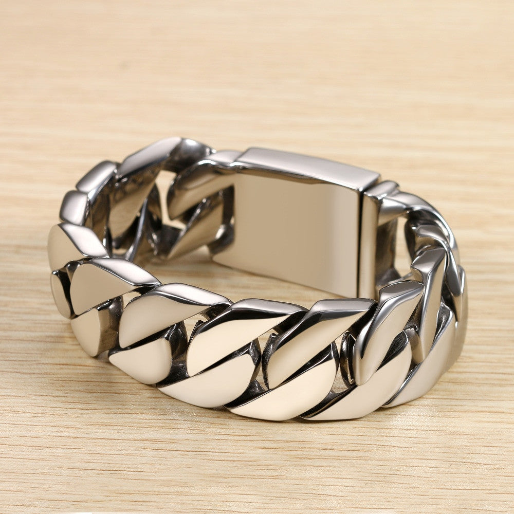 Big Boy No Fade 15mm 24mm 30mm Stainless Steel Cuban Link Hip Hop Street Wear Bracelets