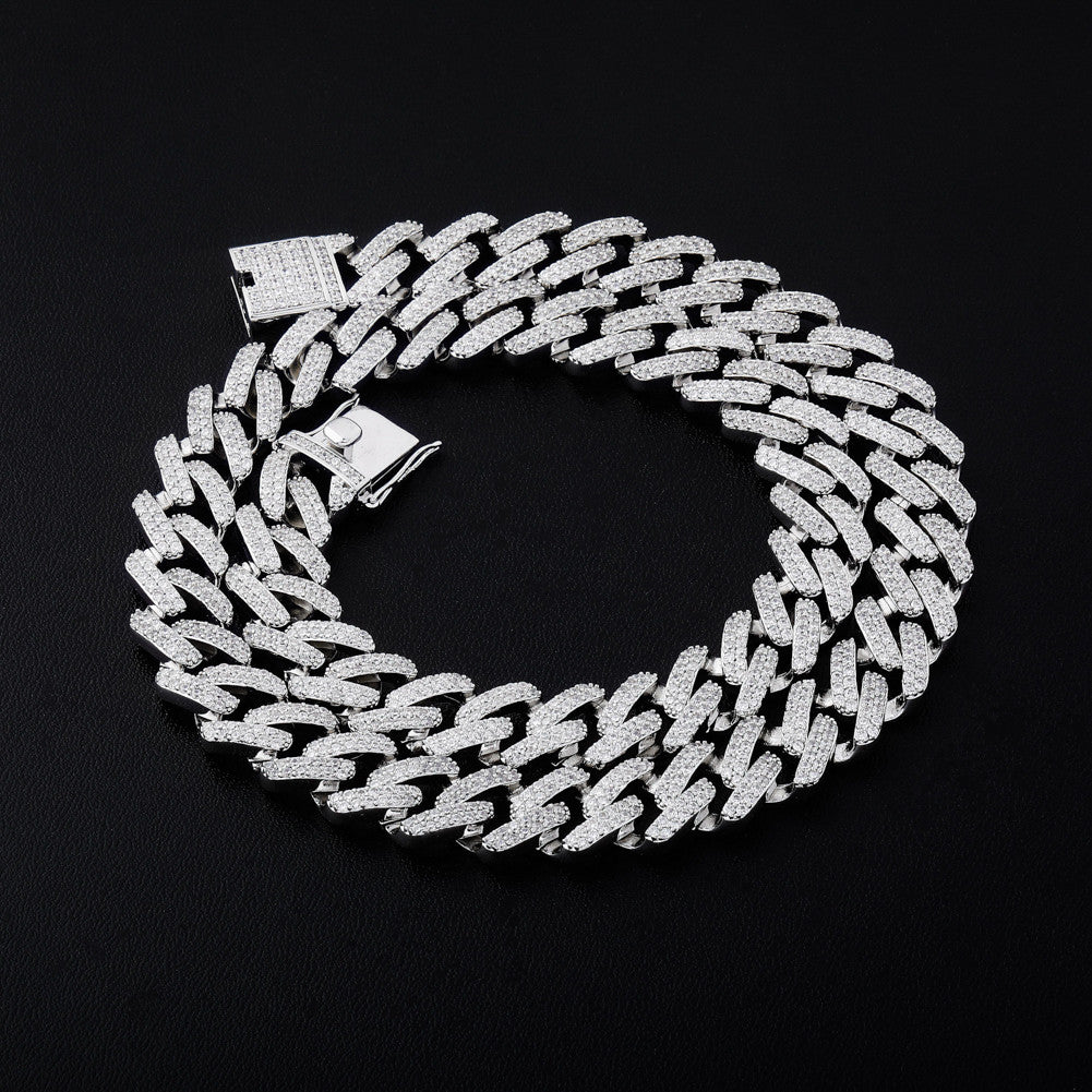 Micro Pave Flooded Ice 14mm Miami Cuban Link Rose Gold Silver Hip Hop Chain Necklace