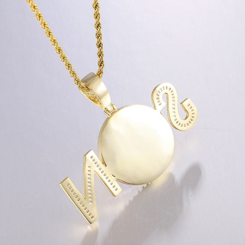 Custom Flooded Ice Baguette 2 Letters Son Hip Hop Picture Photo Pendant Chain Necklace