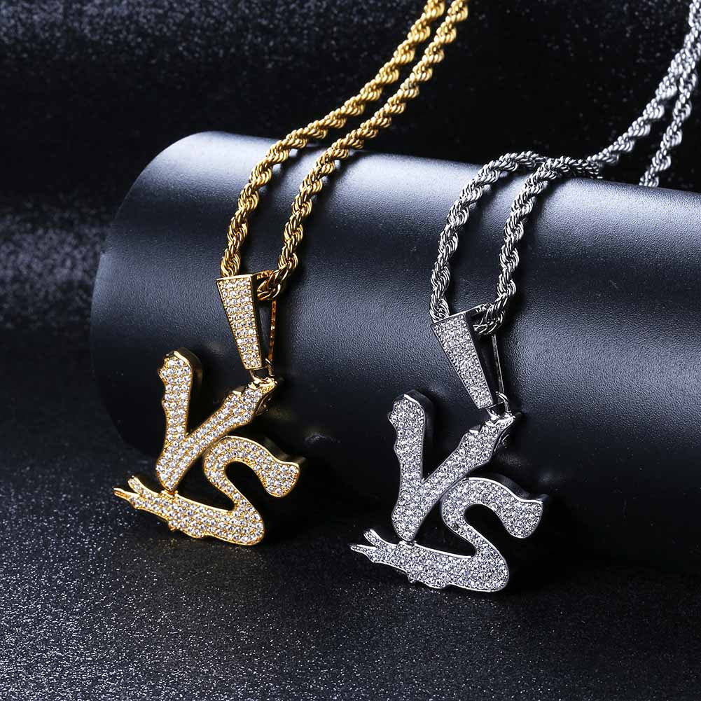 Combat Collection | VVS Diamond CZ 14k Gold 925 Silver Nunchaku Ninja VS Pendant Necklace