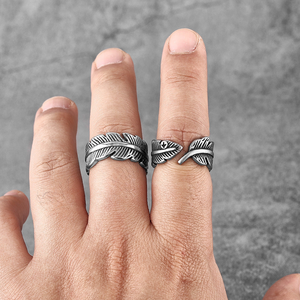 Vintage Eagle Feathers | 316L Stainless Steel Bird Feather Unique Street Style Rings