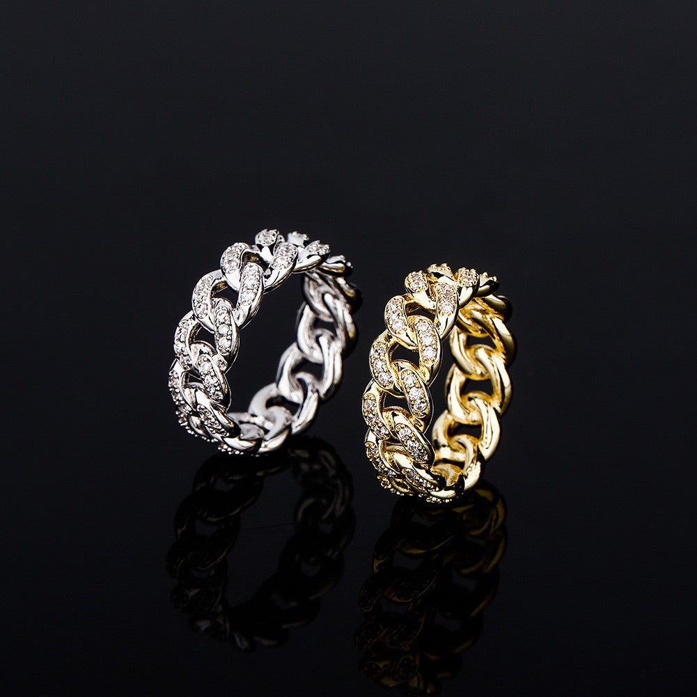 VVS Diamond CZ Cuban Link 14k Gold 925 Silver Chain Iced Blinged Out Rings