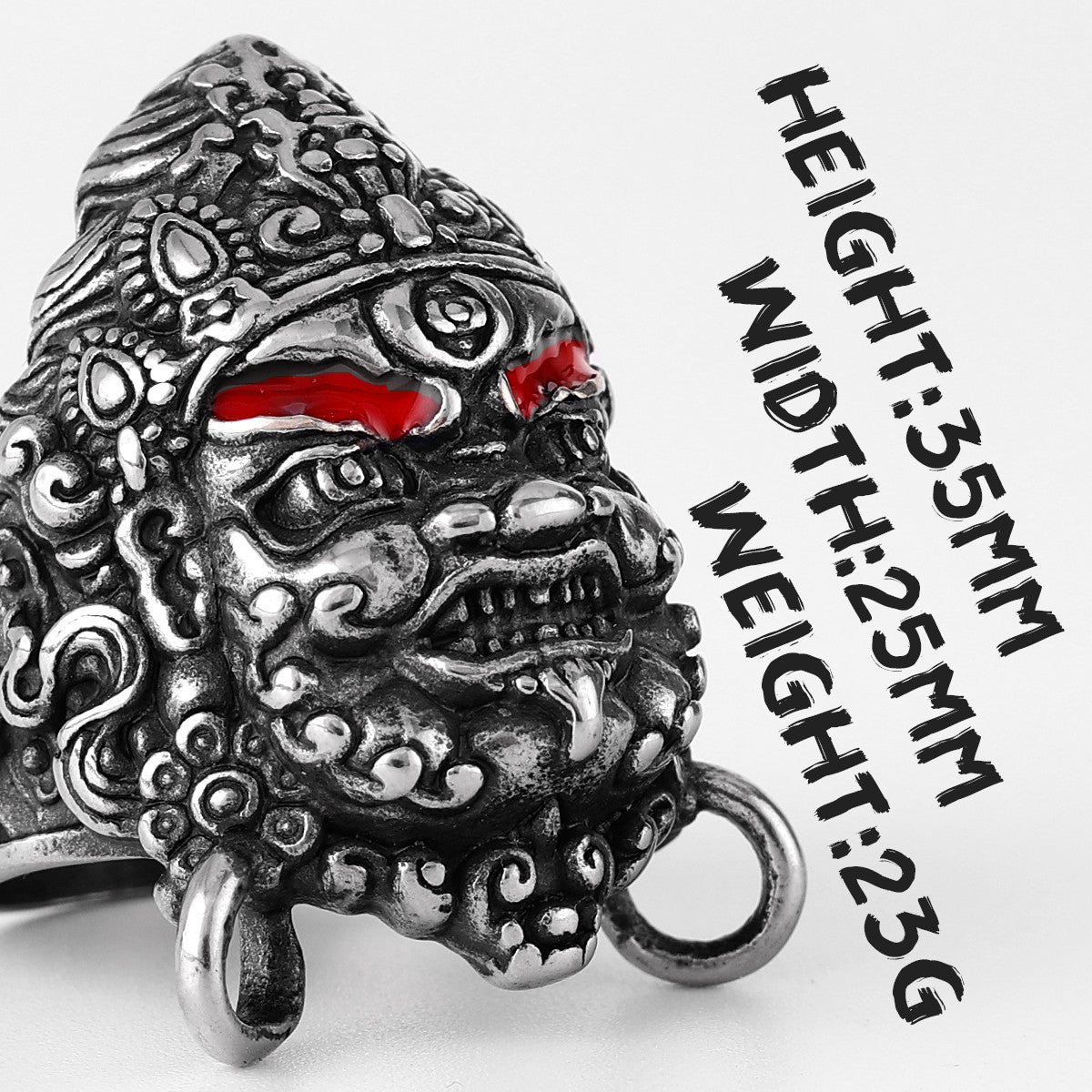 Mens No Fade Stainless Steel Tibetan Buddhism Raksha Buddha Jewelry Rings