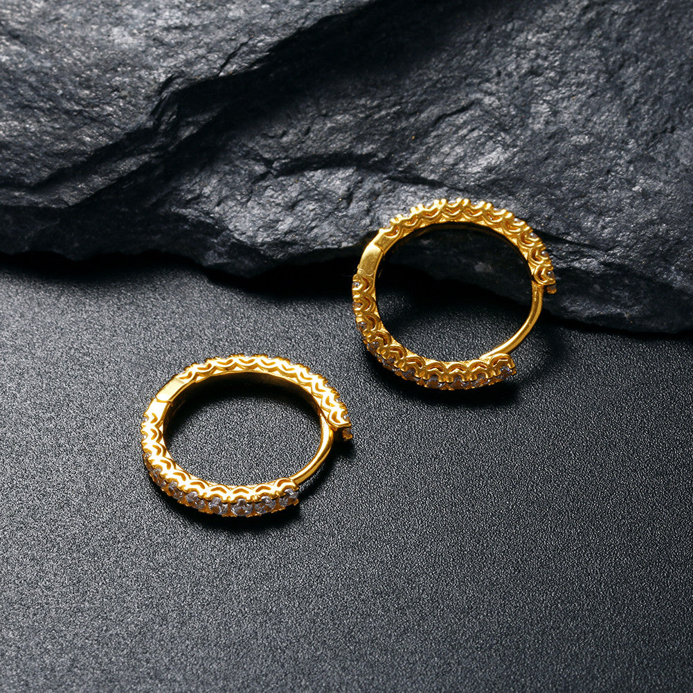 Hoop Classic | 925 Sterling Silver Prong Set Round Stud VVS Diamond CZ Hoop Earrings