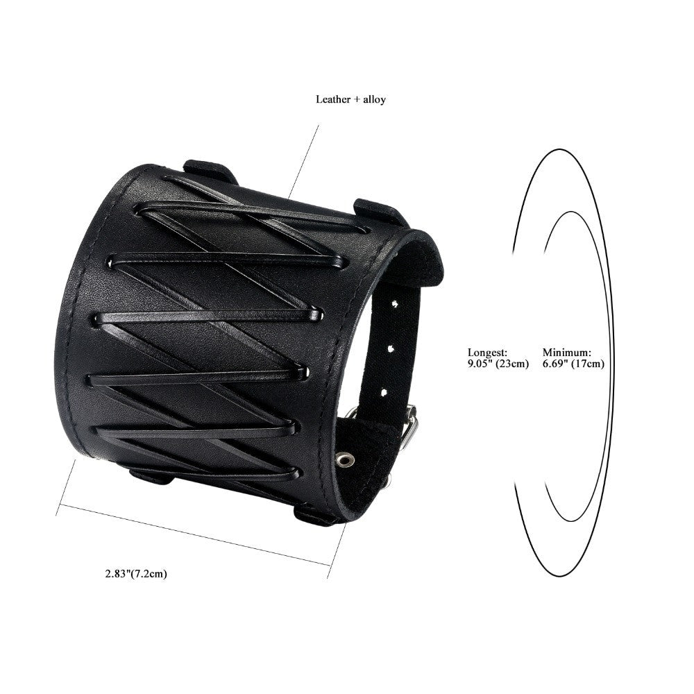 Mens Wide Cuff Pharaoh Fashion Spike Rivet Adjustable Leather Wristband Bracelets