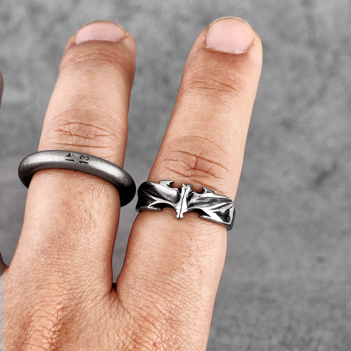 Mens Stainless Steel Jewelry No Fade Gothic Vampire Bat Street Wear Rings